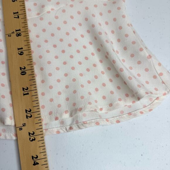 FREE PEOPLE Love Street Pink Ivory Polka Dot Long Sleeve Top Size L - Picture 15 of 15